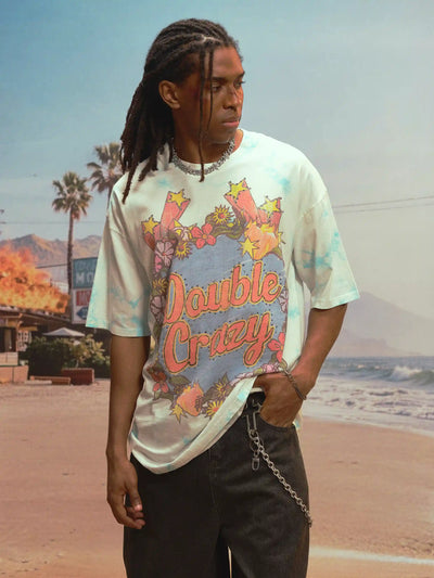 T-shirt Tie-dye Floral Orné de Strass-477