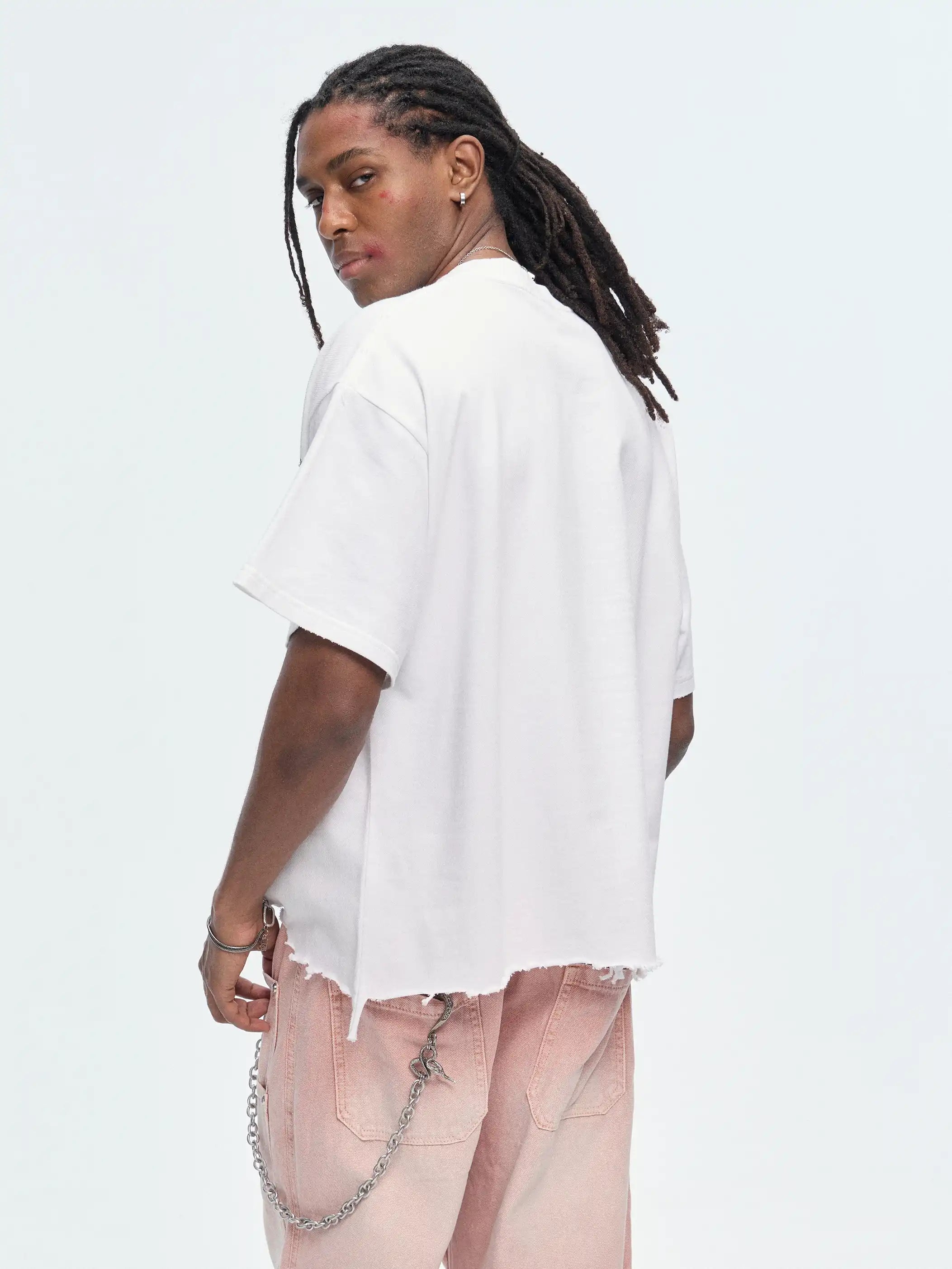 T-shirt Liberty déchiré à ourlet brut-482