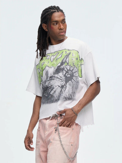 T-shirt Liberty déchiré à ourlet brut-482