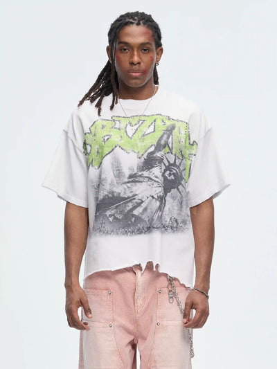 T-shirt Liberty déchiré à ourlet brut-482