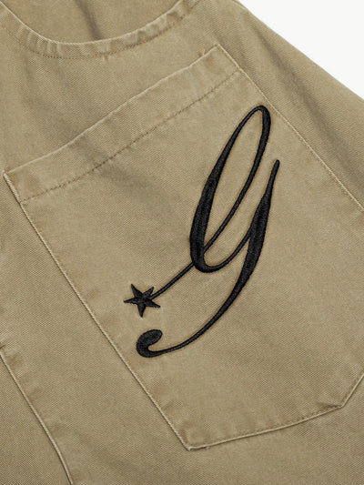 Retro Embroidery Wide Blade Pants-S1120