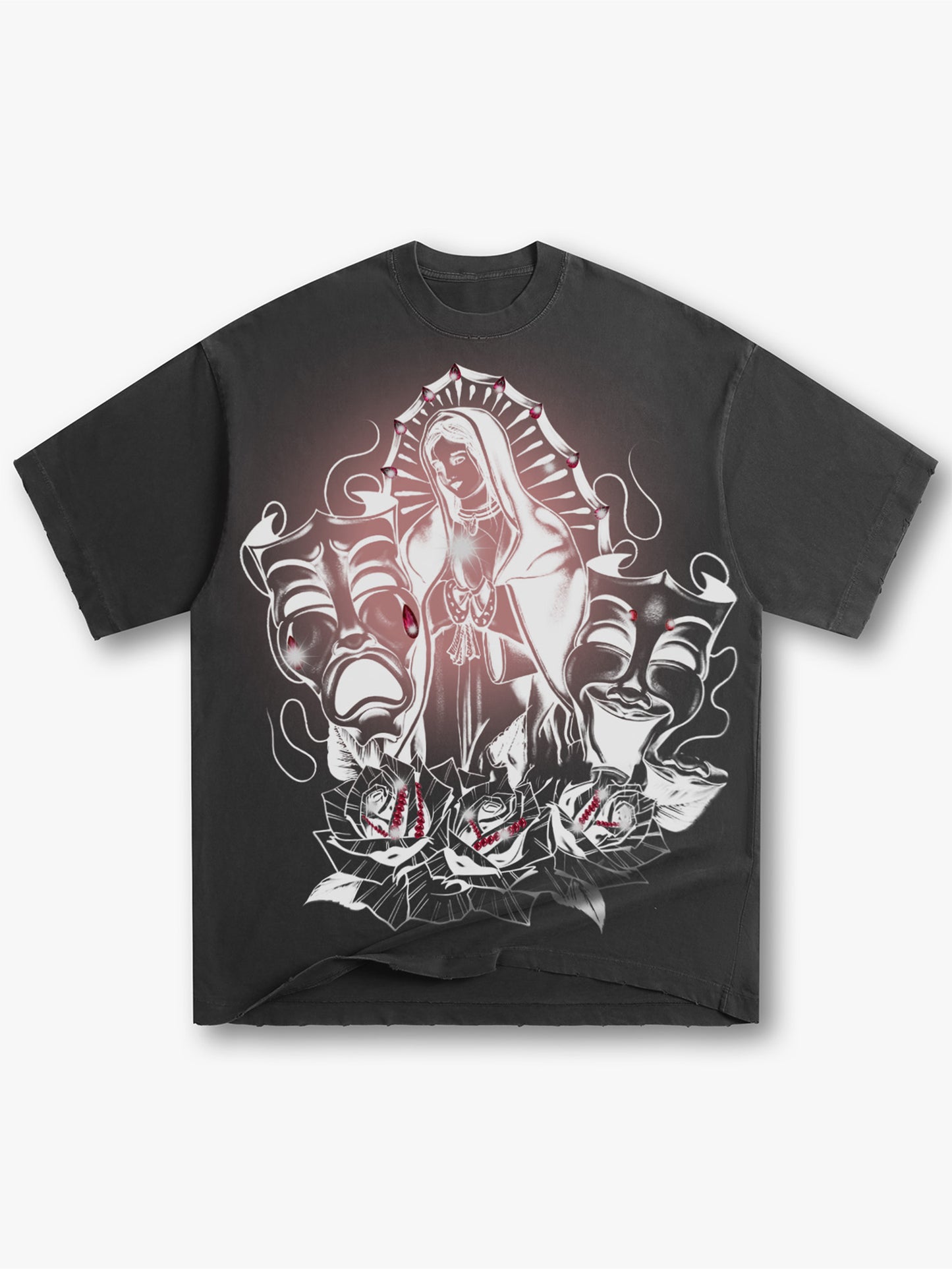 Chicano Gothic Graphic Tee for Men Drama Mask Streetwear Oversized T Shirt-179