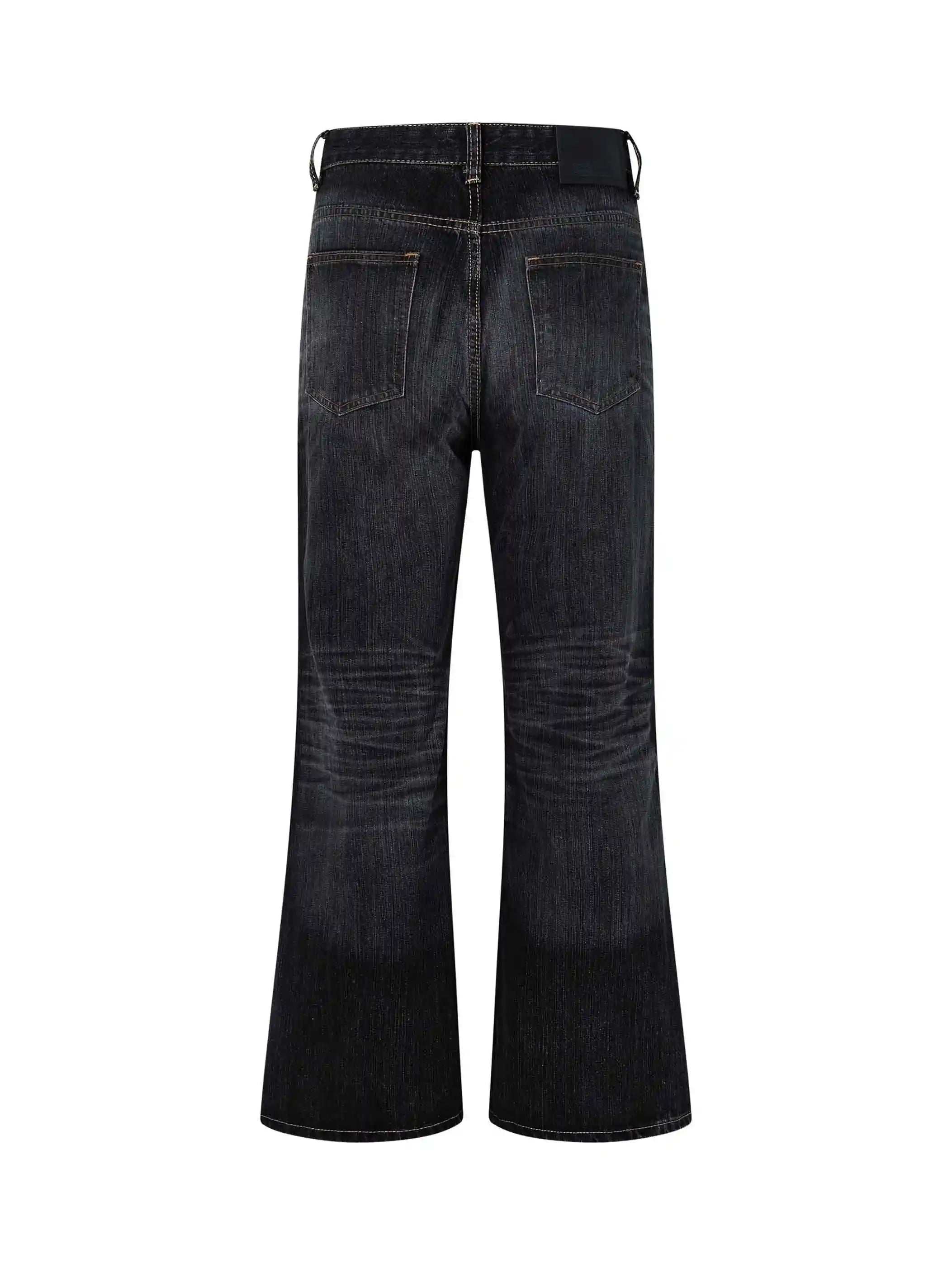 Curved-Leg Faded Flare Jeans-S1197