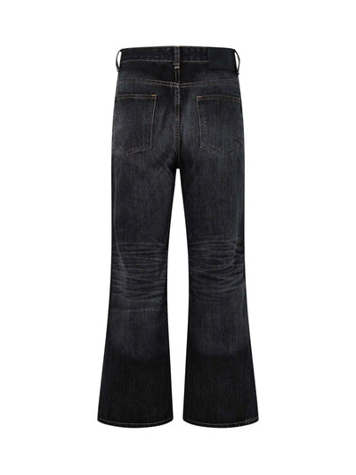 Curved-Leg Faded Flare Jeans-S1197