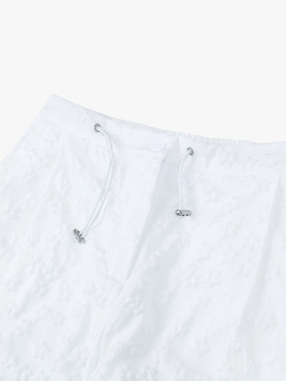 White Cargo Pants Loose Fit Streetwear-S1047
