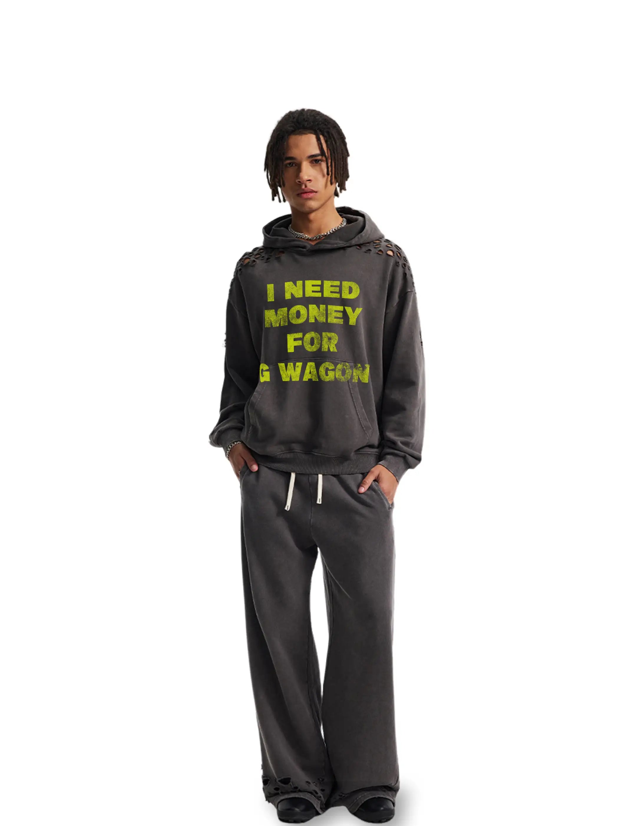 Luxury Hustle Distressed Hoodie-314