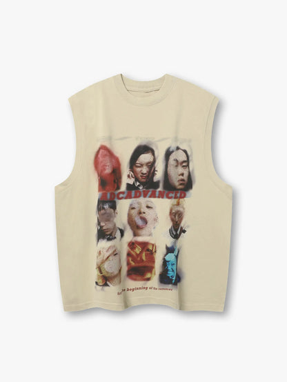 Abstract Portrait Vest-S1099