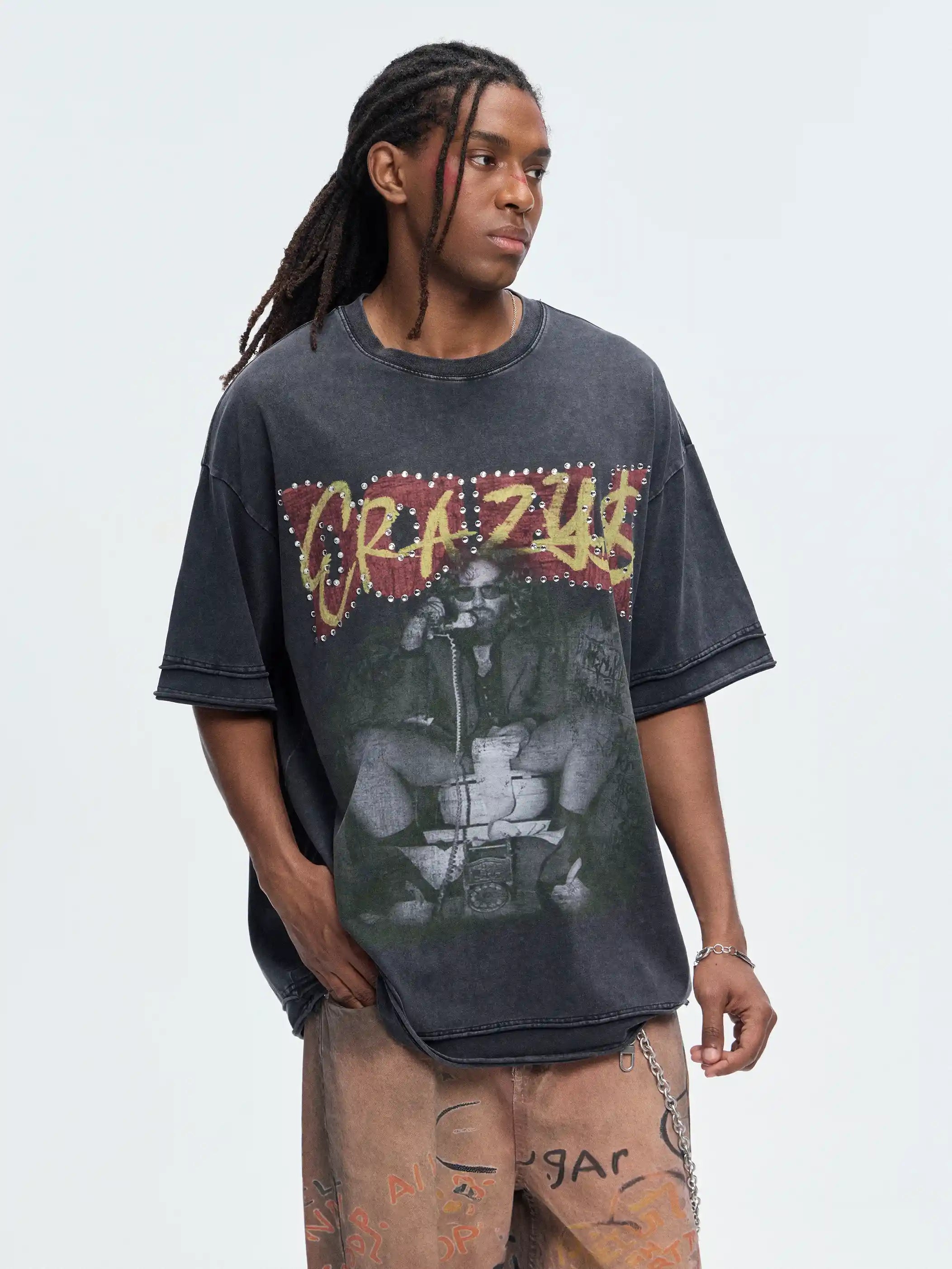 Camiseta lavada Punk Crazy$-528