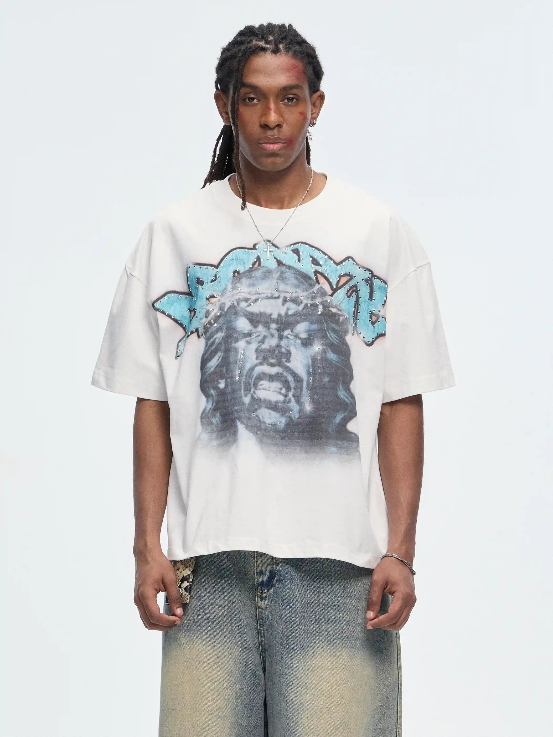 Camiseta gráfica Bling Jesús Llorando-529