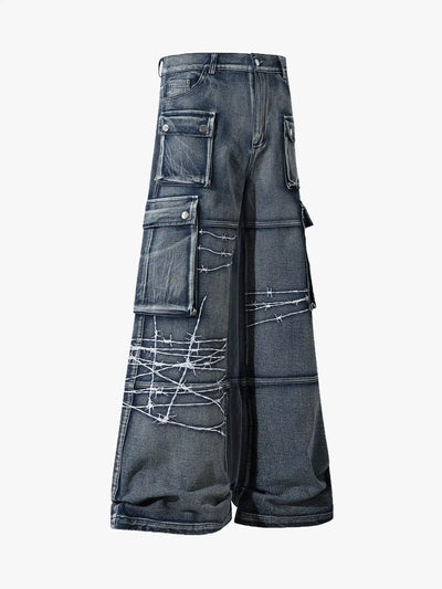 Street Repair Cargo Denim Pants-S1061