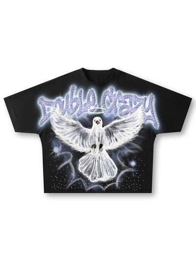 Airbrush Dove Rhinestone Tee-531