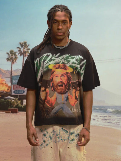 Camiseta holgada de Jesús graciosa con diamantes de imitación - 532