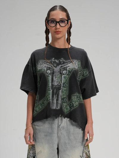 Camiseta de parodia de Jesús de diamantes de imitación - 553