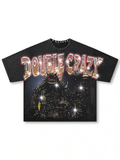 Kaiju Monster Rhinestone Boxy Tee-536