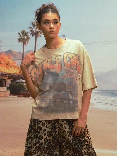 Sci-fi Dinosaur Vintage Bling Tee-538