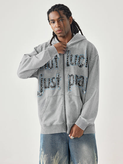 Diamond Graffiti No Luck Just Pray Hoodie-069L