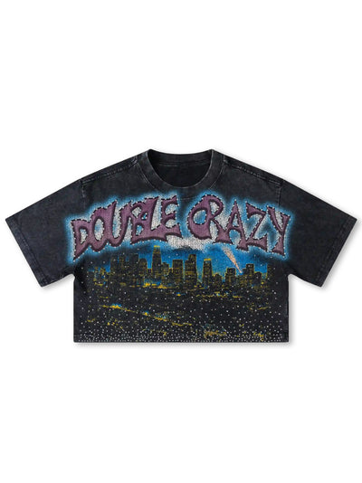 Crop top Boxy L.A. Skyline Bling-541