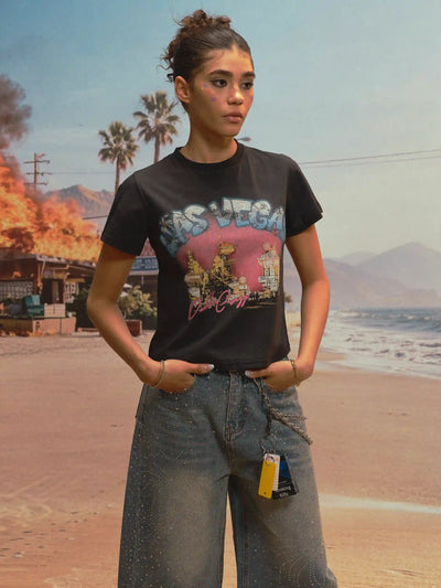 Camiseta regular Vintage Vegas de los 90-543