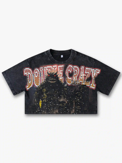 Kaiju Monster Rhinestone Crop Tee-544