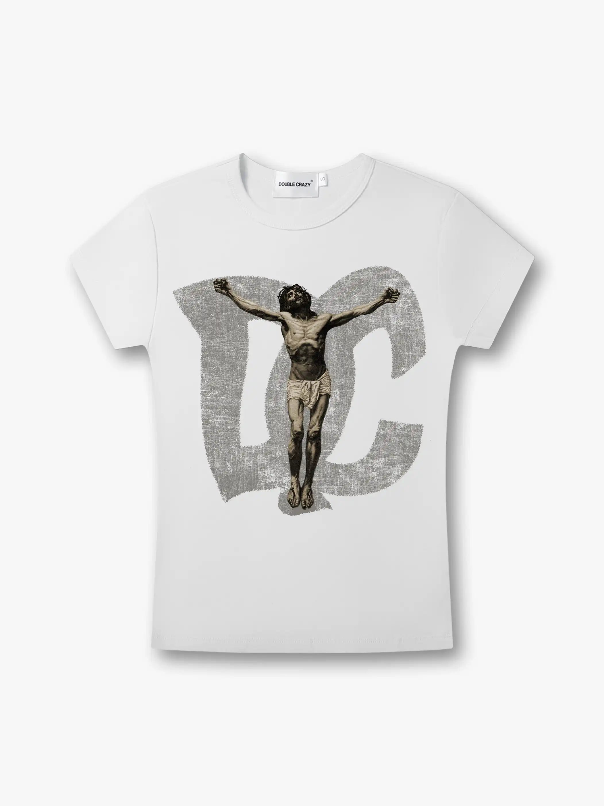 Gothic Jesus Distressed Baby Tee-547