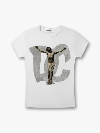 Gothic Jesus Distressed Baby Tee-547