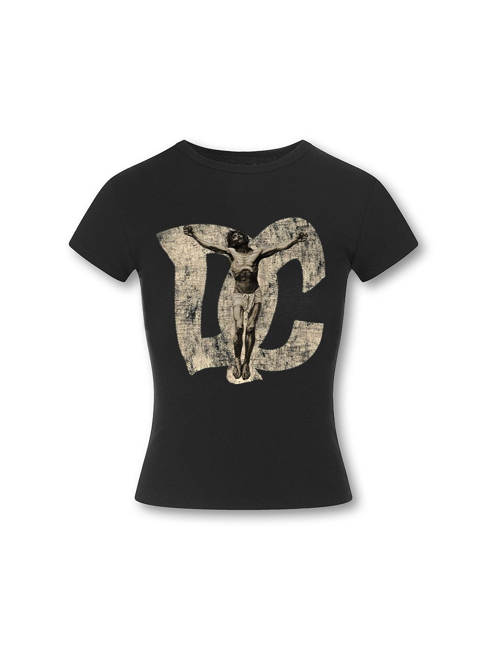 Gothic Jesus Distressed Baby Tee-547