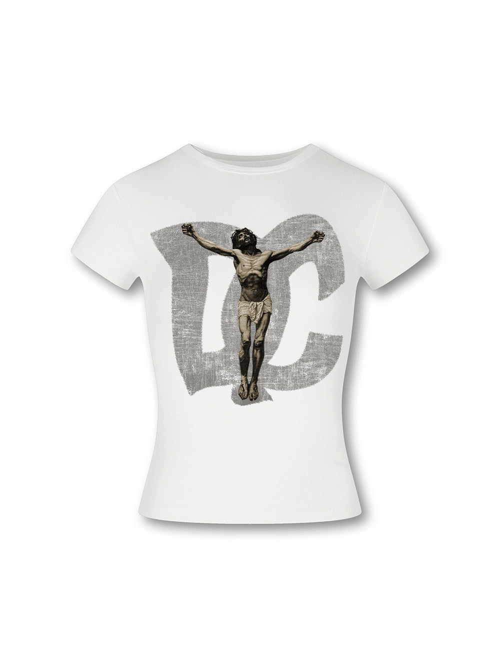 Gothic Jesus Distressed Baby Tee-547