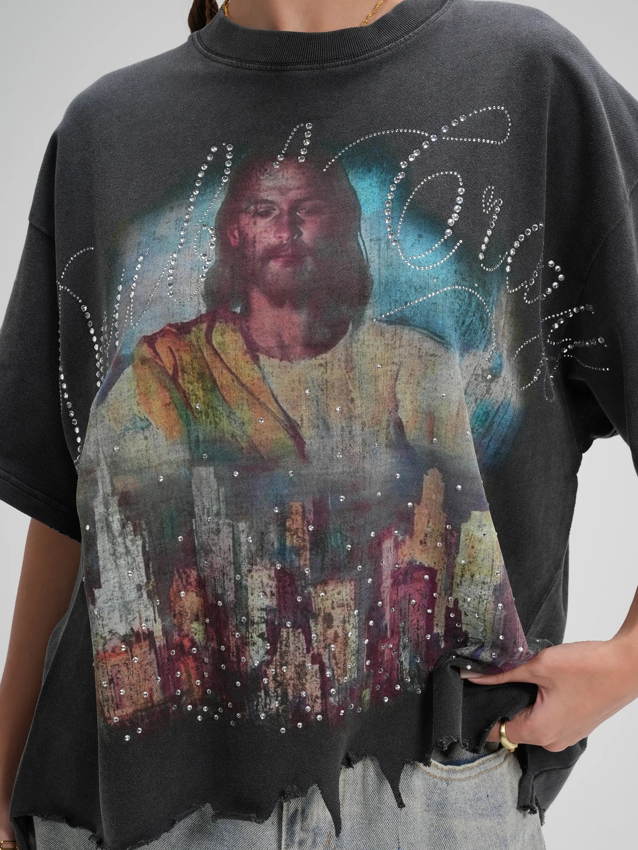 Camiseta Ancha de Estrás Jesus Skyline-548