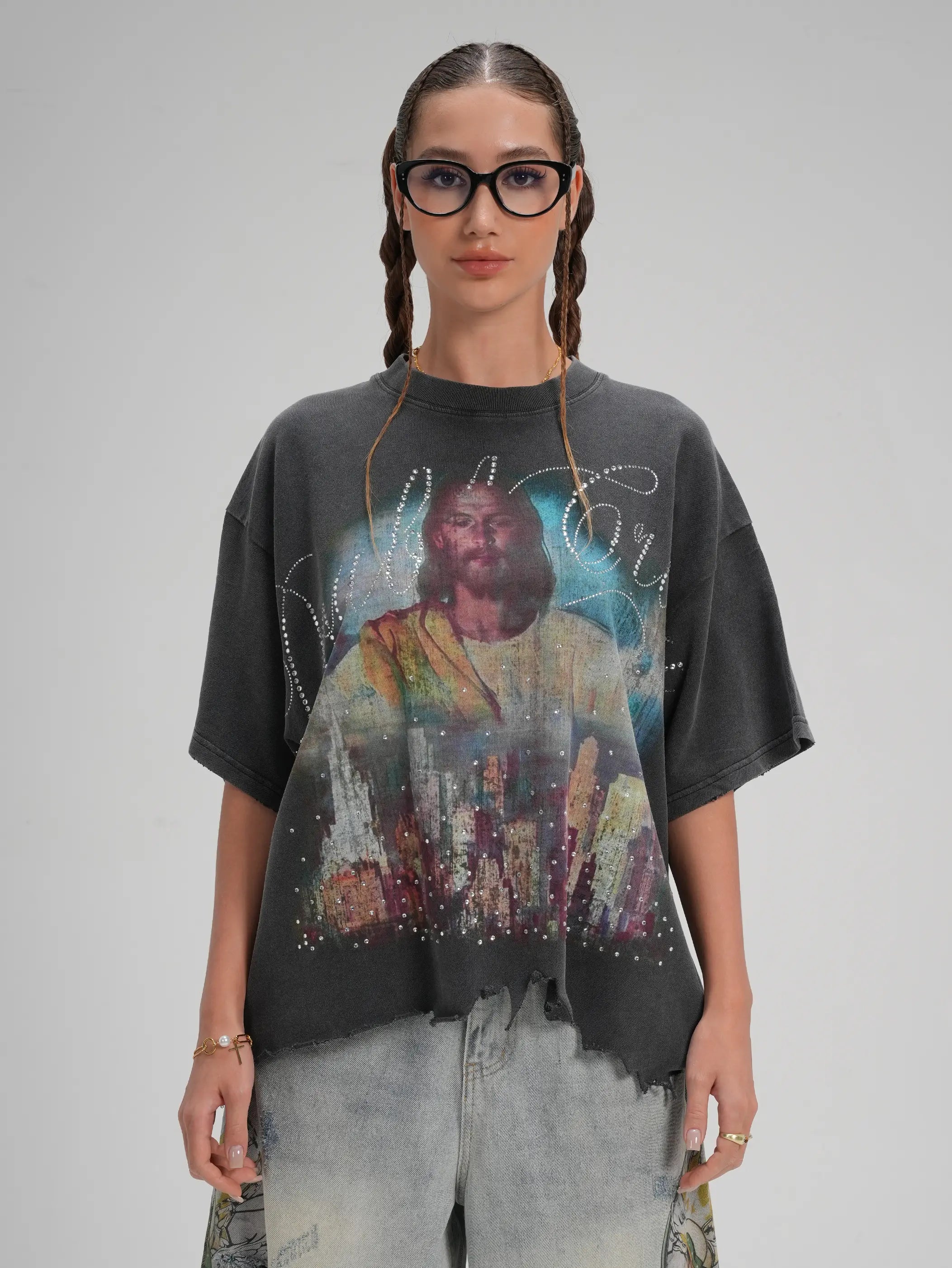 Camiseta Ancha de Estrás Jesus Skyline-548