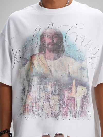 Camiseta Ancha de Estrás Jesus Skyline-548