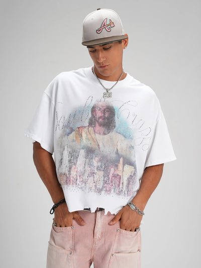Camiseta Ancha de Estrás Jesus Skyline-548