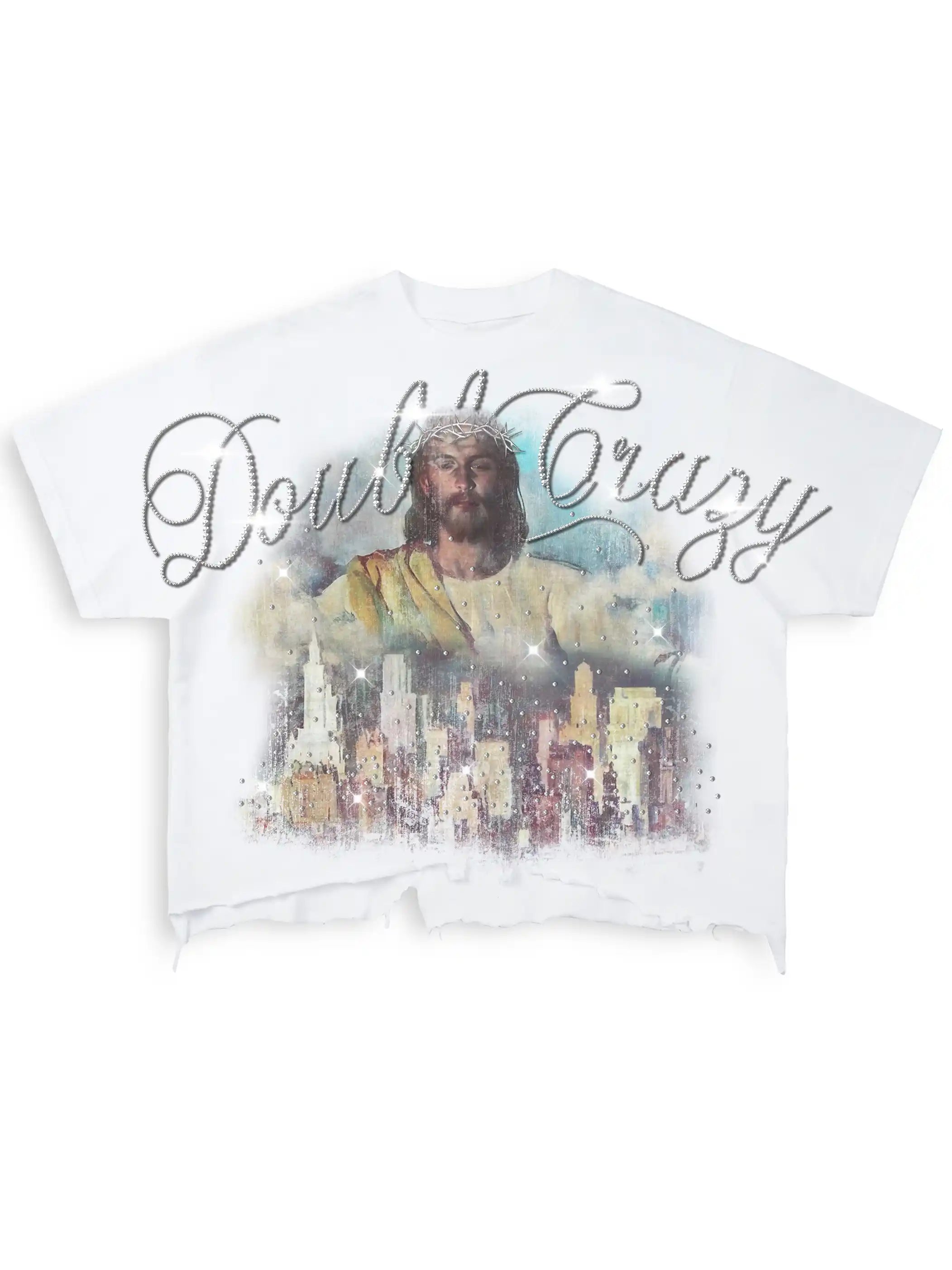 Jesus Skyline Rhinestone Boxy Tee-548