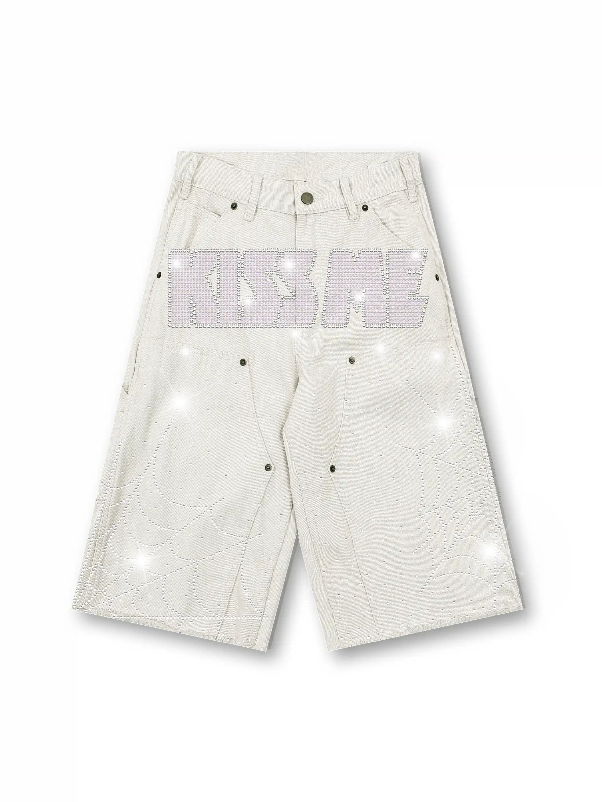 Spider Web Rhinestone Jorts-550
