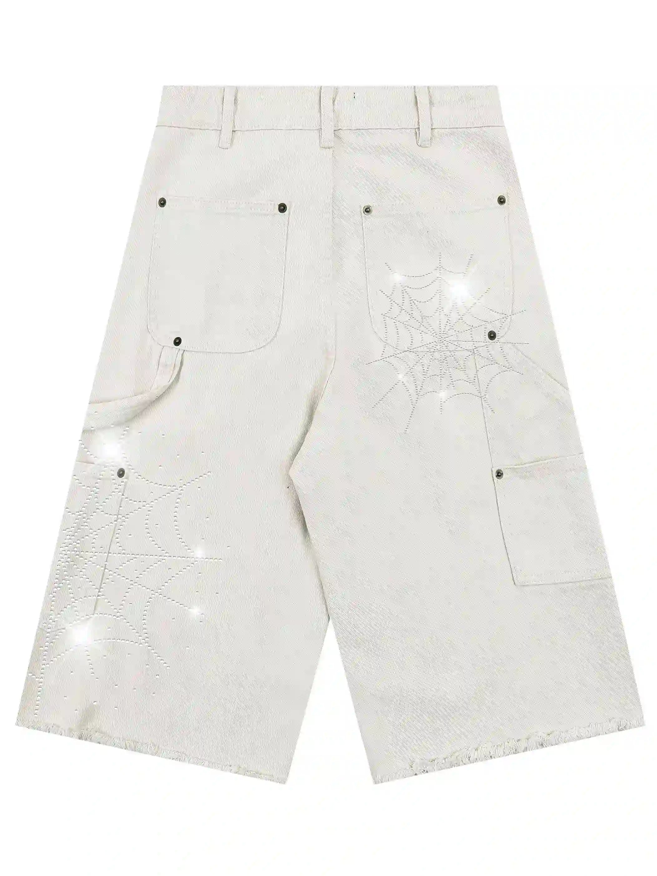Spider Web Rhinestone Jorts-550