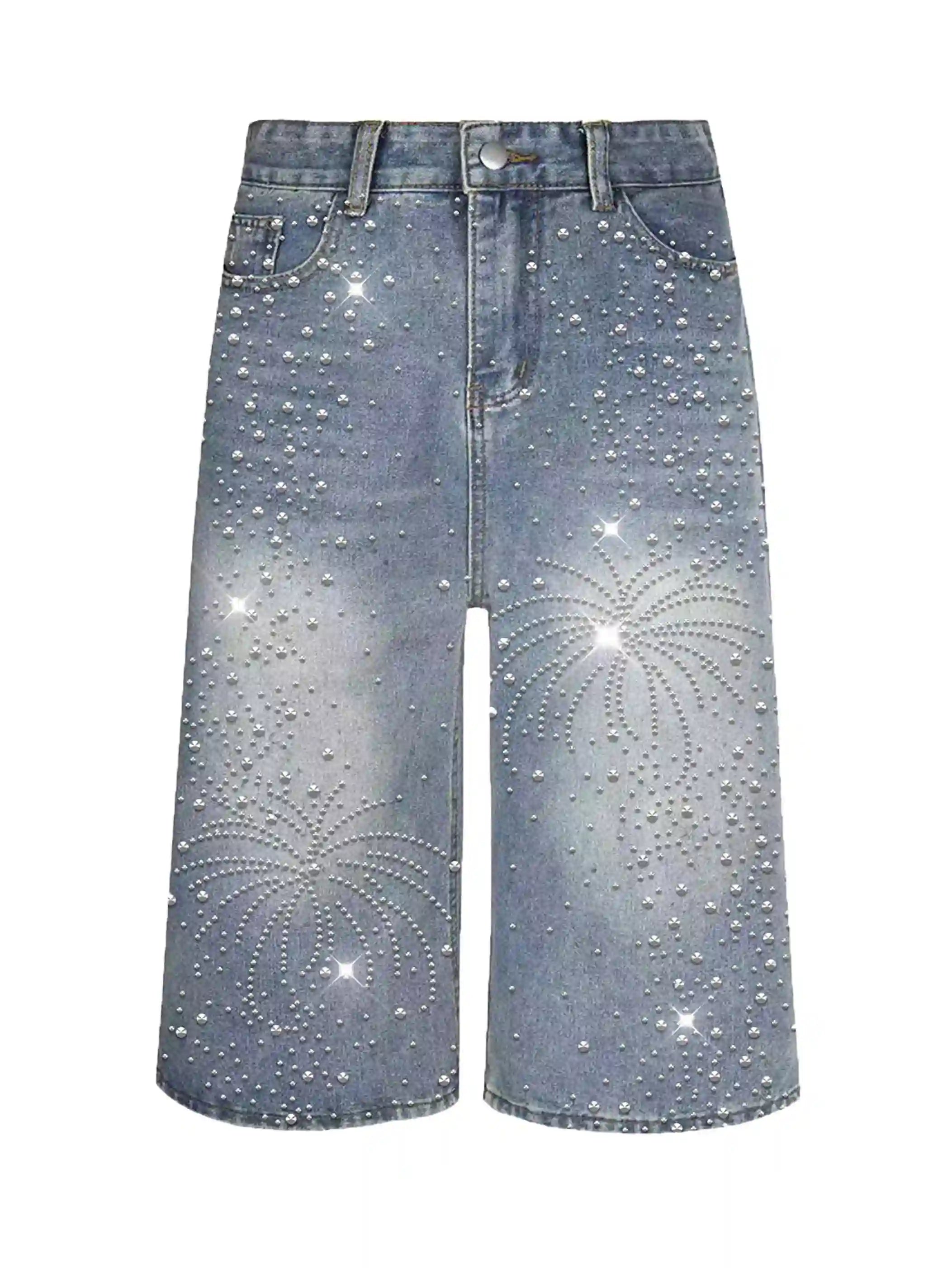 Starburst Rhinestone Baggy Jorts-551