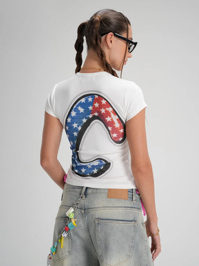 Parody Bubble Font Fitted Tee-556