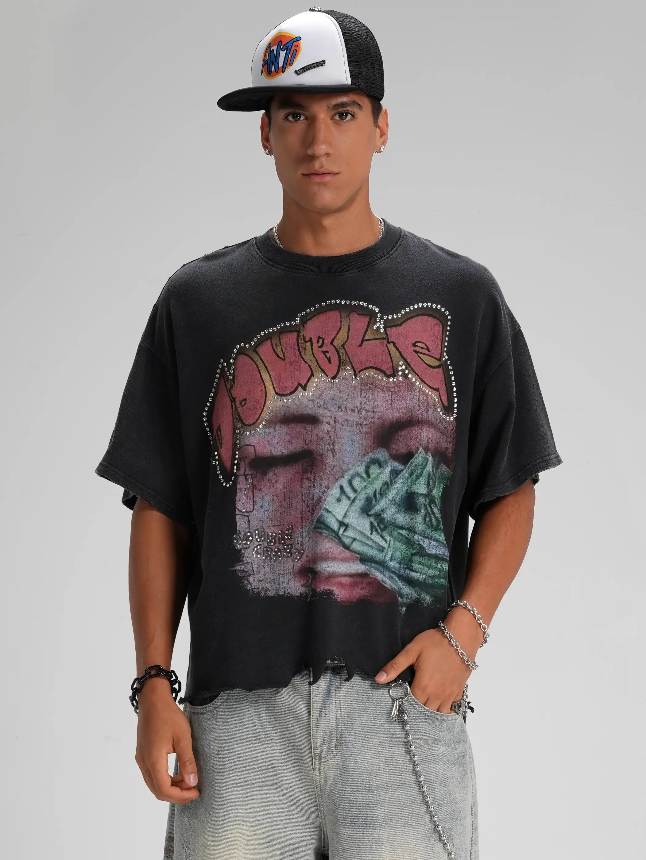 Camiseta envejecida Bling Money-563