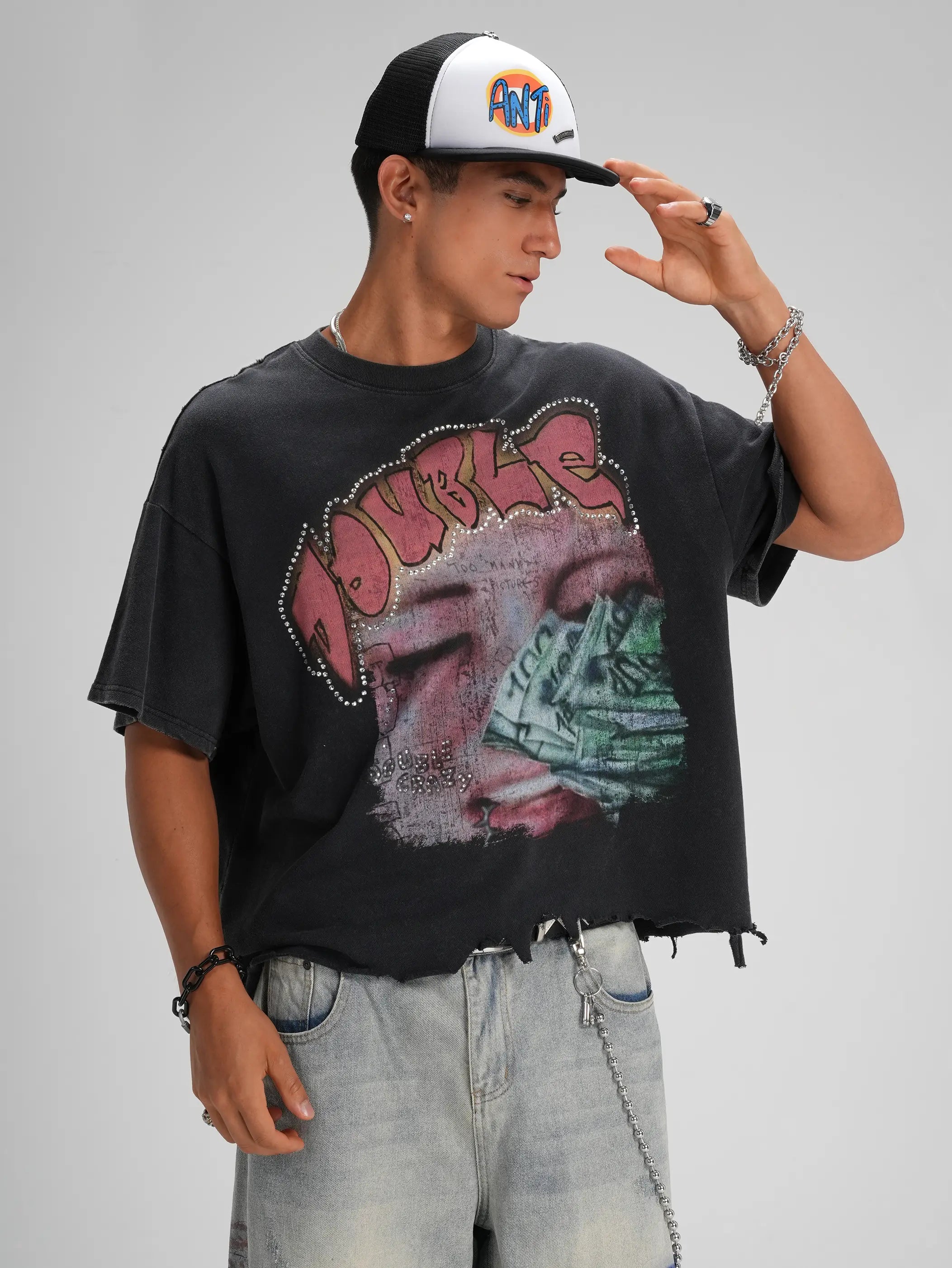 Camiseta envejecida Bling Money-563