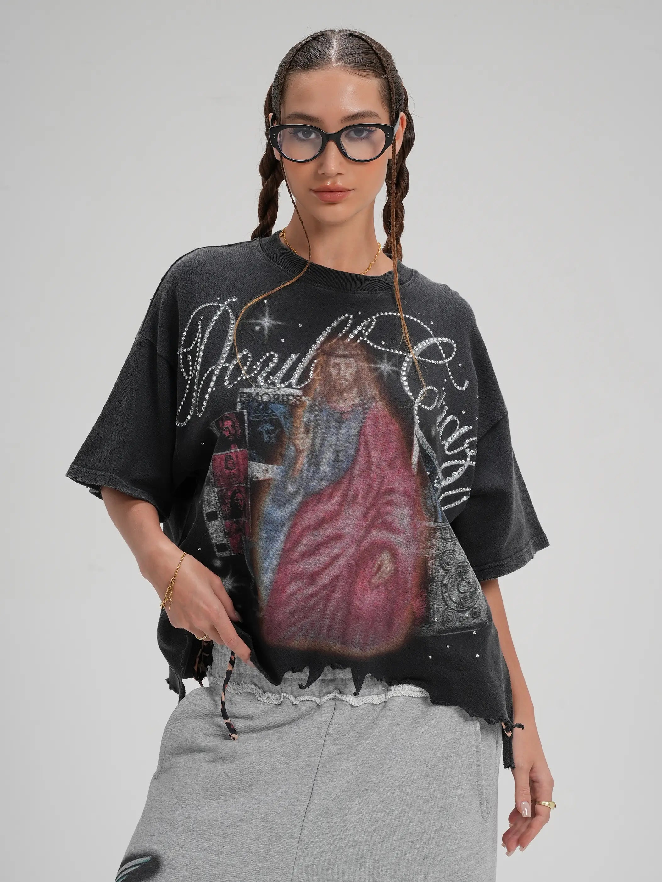 Camiseta desgastada de Arte de Jesús-564
