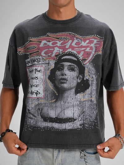 90s Grunge Bling Waffle Tee-566
