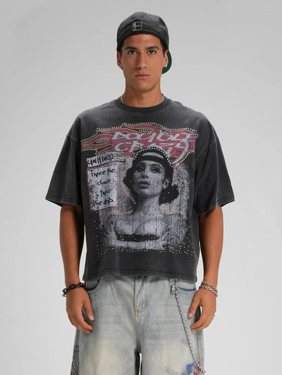 90s Grunge Bling Waffle Tee-566