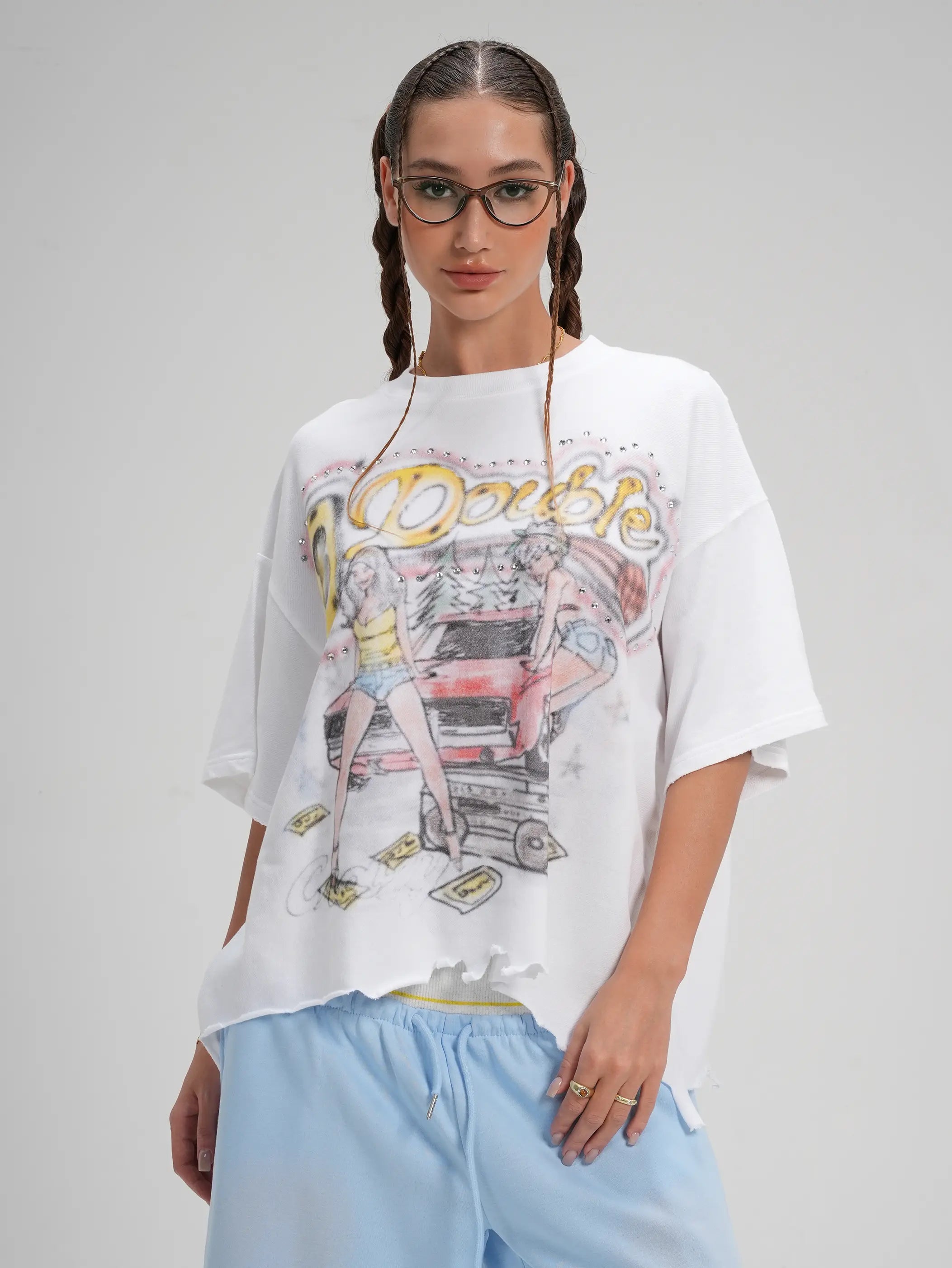 90s Airbrush Distressed Boxy Tee-567