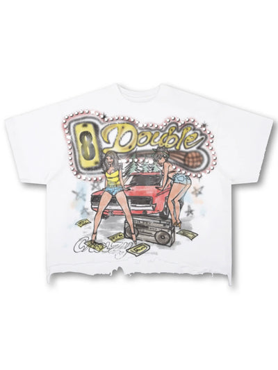 Camiseta Holgada Desgastada Aerografiada Años 90-567