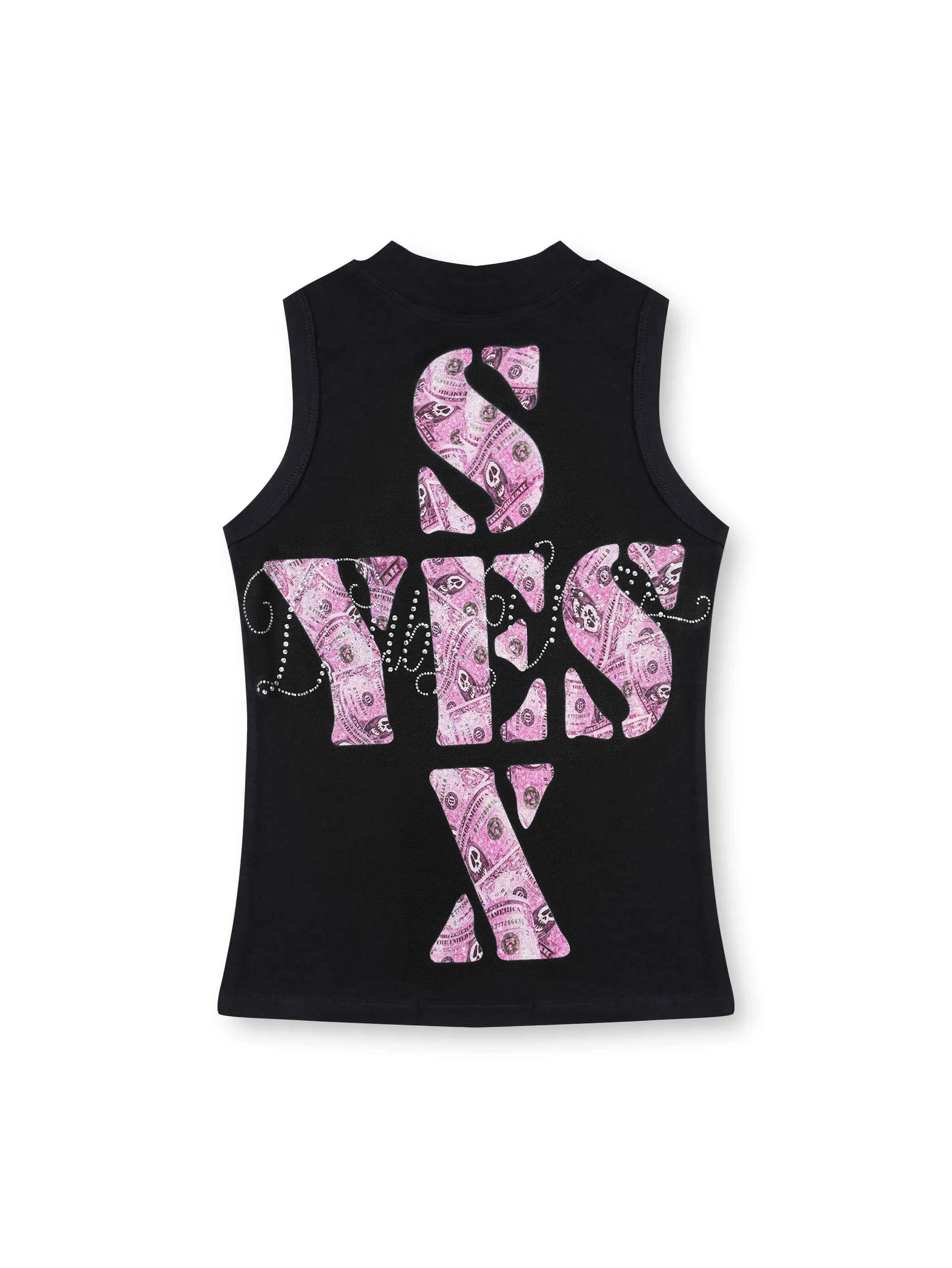 Camiseta sin mangas con diseño atrevido "Edgy Bling Money Muscle Tank"-569