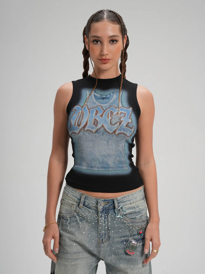 Camiseta sin mangas gótica Trompe L'oeil-570