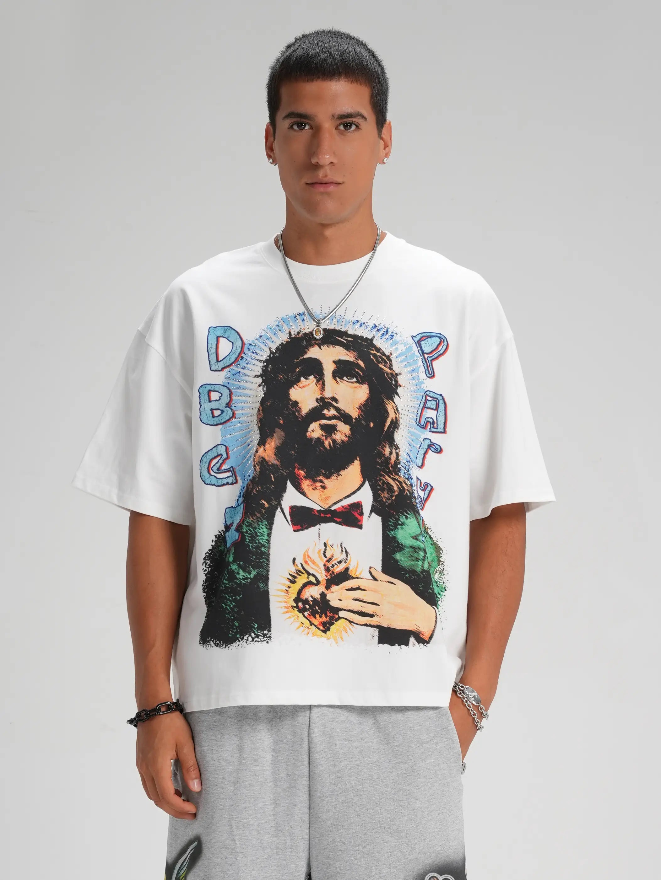T-shirt ample Bling Pop Art Jésus-572