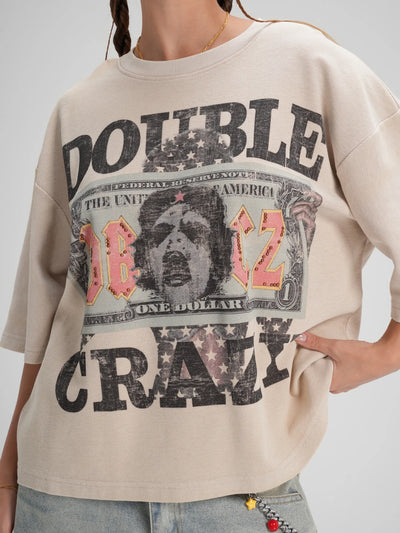 Camiseta gofrada con gráfico de tachuelas y dinero-574