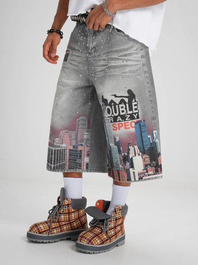 Bling NYC Pantalones Cortos Vaqueros Gráficos-577