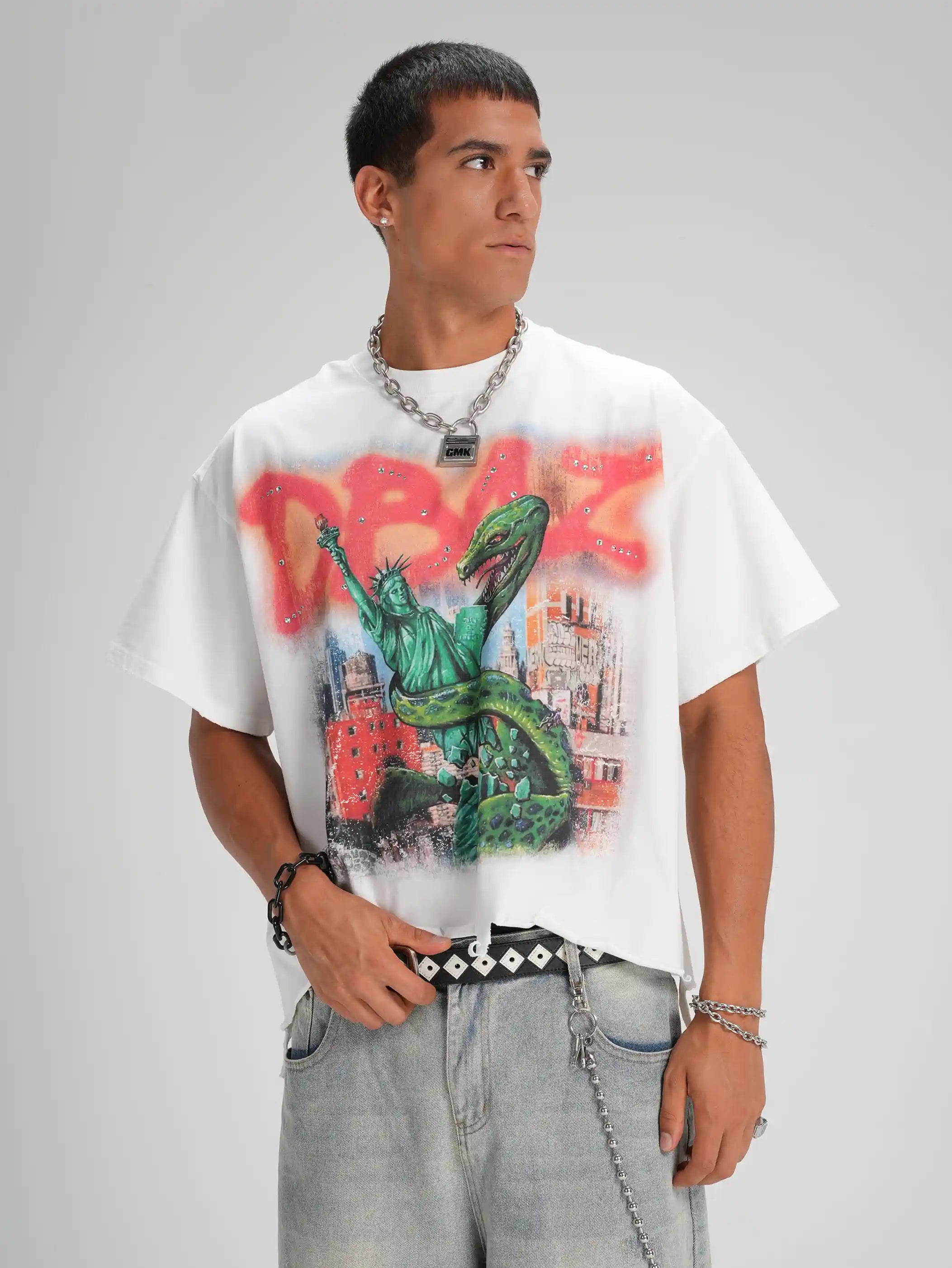 T-shirt Coupe Boxy Bling Liberty Snake-586