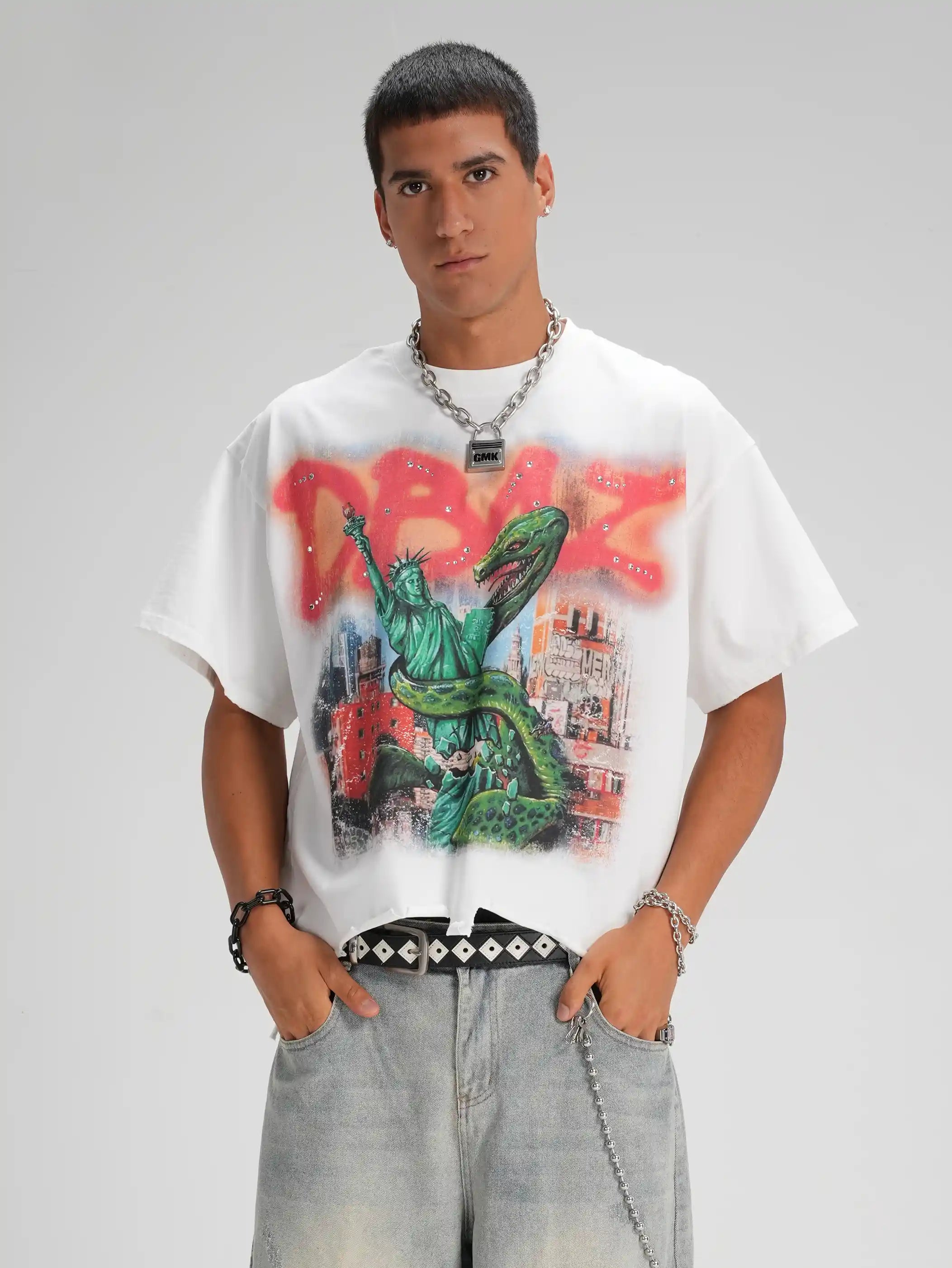 T-shirt Coupe Boxy Bling Liberty Snake-586